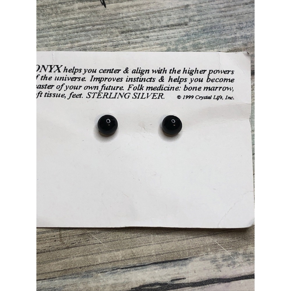 Black Onyx‎ Dot Stud Earrings Sterling Silver Posts